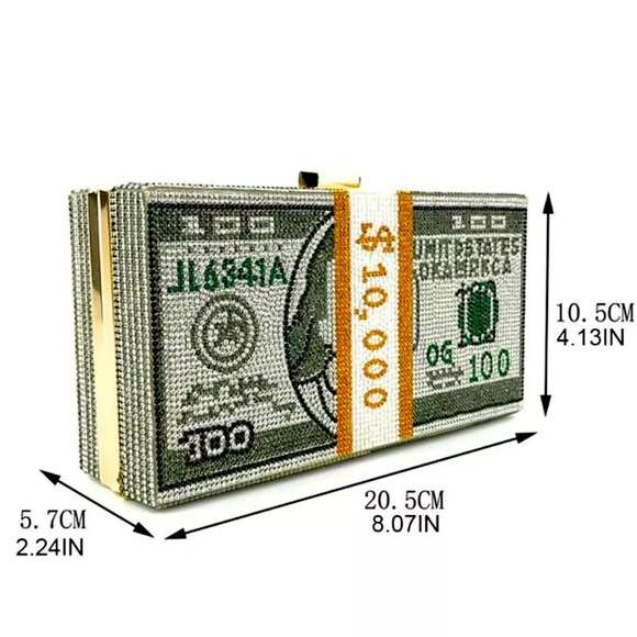 🛍 Luxury Stack Of Cash Crystal Clutch 🛍 - Picture 2 of 8